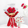 8 Red Roses Bouquet and Love You Cake Combo Online