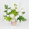 Serene White Blooms In Striped Ceramic Planter