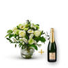 Stylish white bouquet with Champagne.