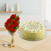 Vanilla Cake with 12 Red Roses Online