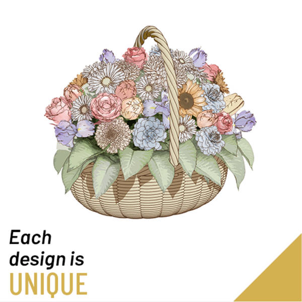 Arrangement of Cut Flowers in a Basket