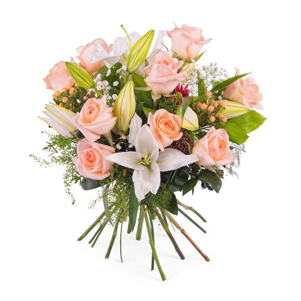 Arrangement of Roses and Lilies