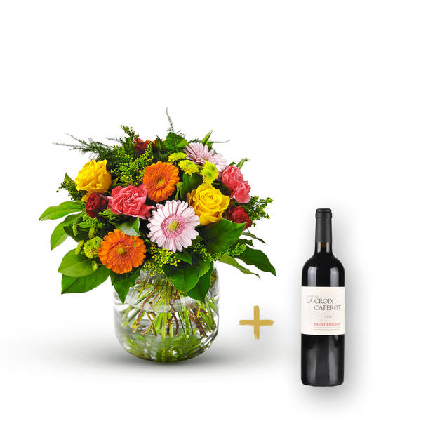Colorful bouquet with St-Emilion