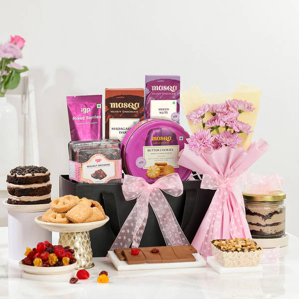 Delightful Snacks And Floral Surprise Hamper