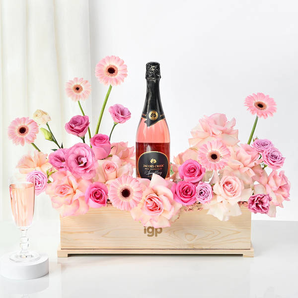 Elegant Blooms And Wine Delight