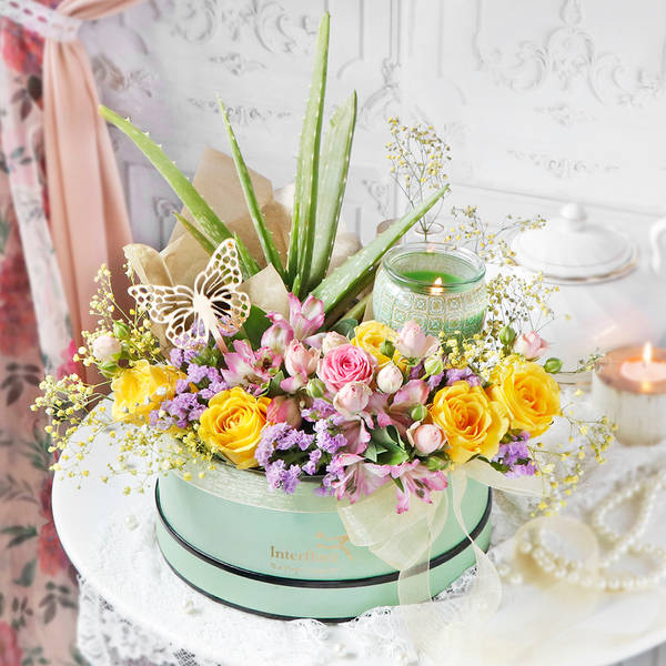 Enchanted Floral Garden in Green Box for Mom