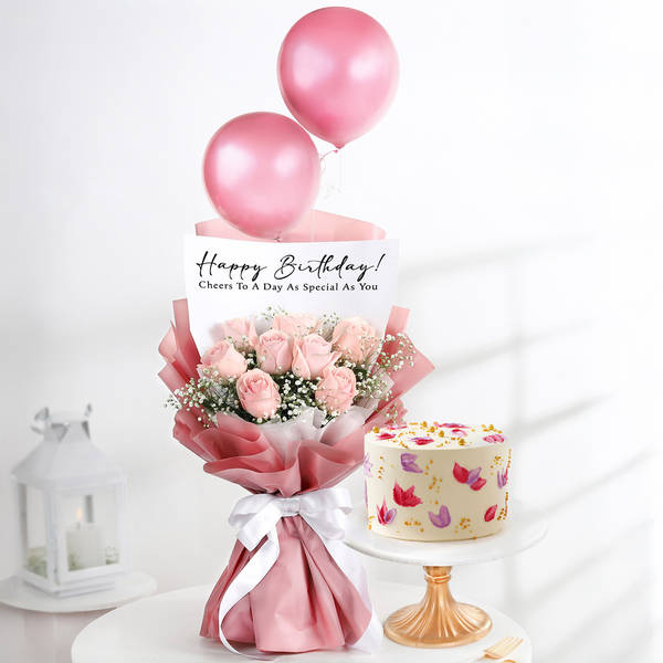 Enchanting Balloons Bouquet And Floral Fantasy Delight Combo
