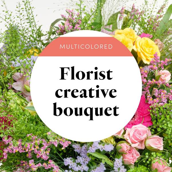 Florist creative bouquet - multicolored with chocolates