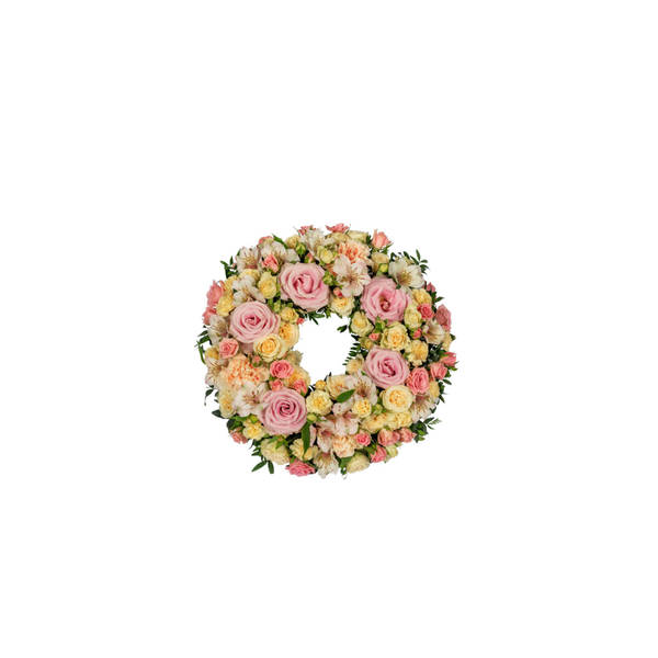 Funeral Wreath Pastels w ribbon 248026