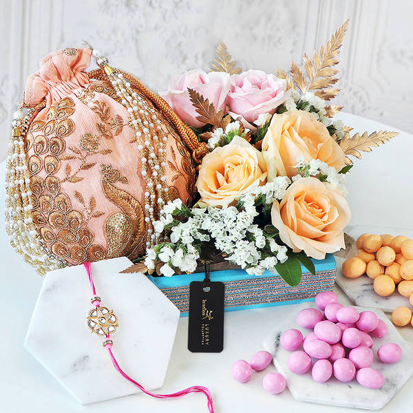 Peachy Panache Rakhi Gift Hamper