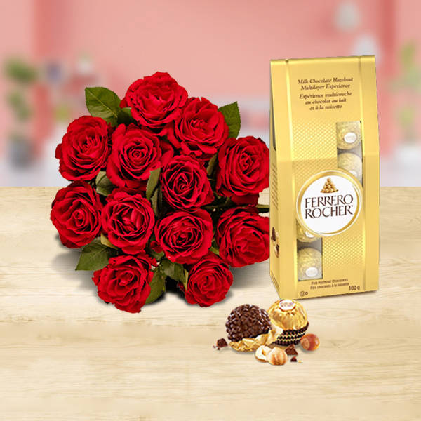 Red Roses with Ferrero