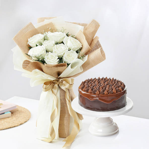 Serene Bouquet And Chocolate Burst Combo
