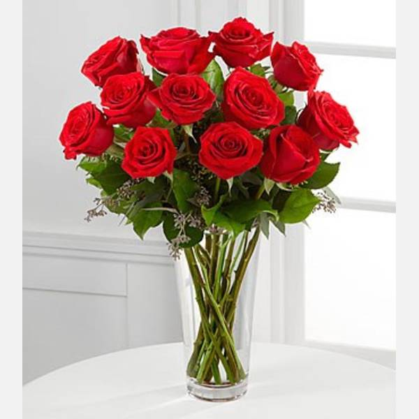 The Long Stem Red Rose Bouquet by FTD - VASE INCLUDED